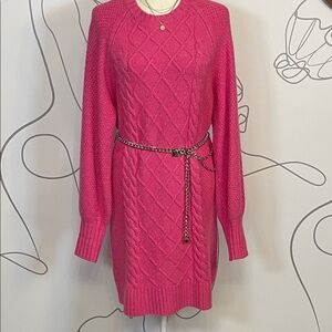 American Eagle Outfitters Fuchsia Cable Knit Dress size M (tall)